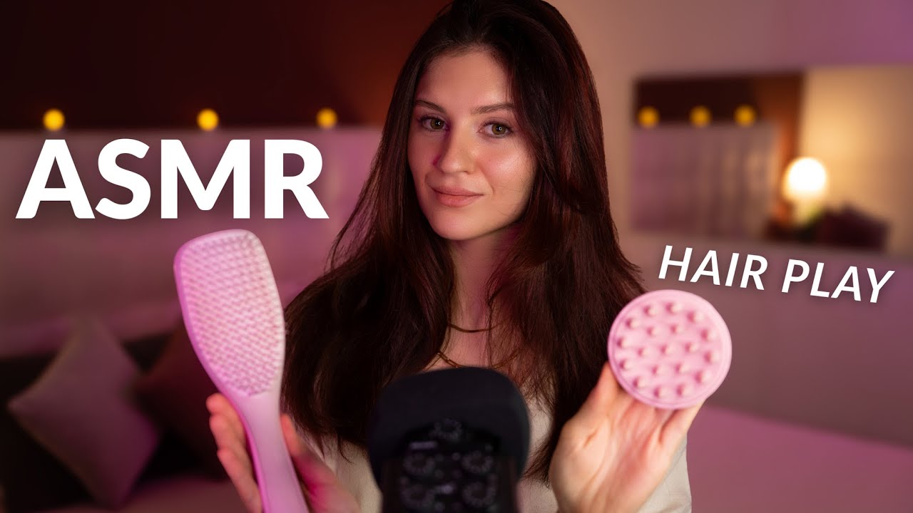 ASMR | Hair Play, Hair Brushing & Soft Whispering 🩷