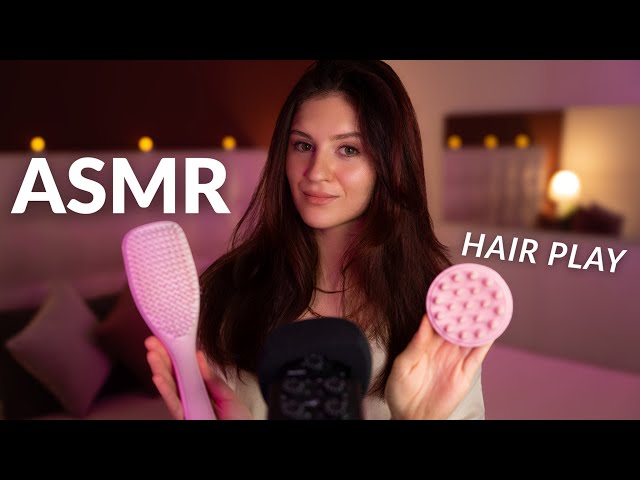 ASMR | Hair Play, Hair Brushing & Soft Whispering 🩷