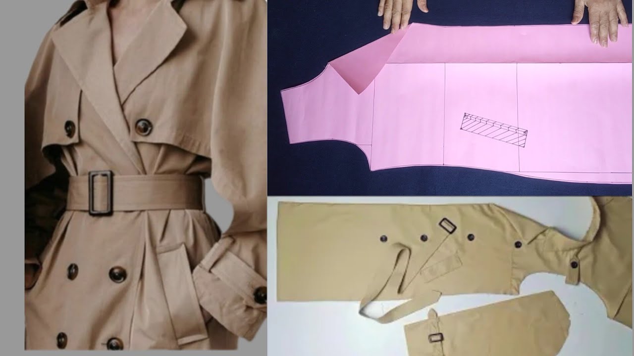 باترون ترانشكوت | تفصیل ترانشکوت رائع بأسهل طريقه | Trench coat burberry sewing pattern