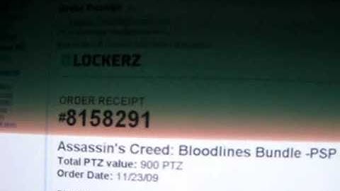 LOCKERZ.COM 23/11/09 redeemed a PSP assasins creed bundle = 900 PTZ unboxing video coming up soon