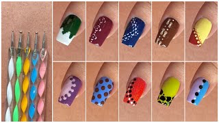 10 Easy nail art designs with dotting tools || How to use dotting tools for nail art