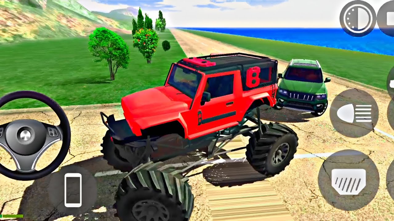 Monster Thar Driving in Water City! 🌊 लाल मॉन्स्टर ट्रक का असली पावर 💪 Indian Bike Driving 3D 🎮