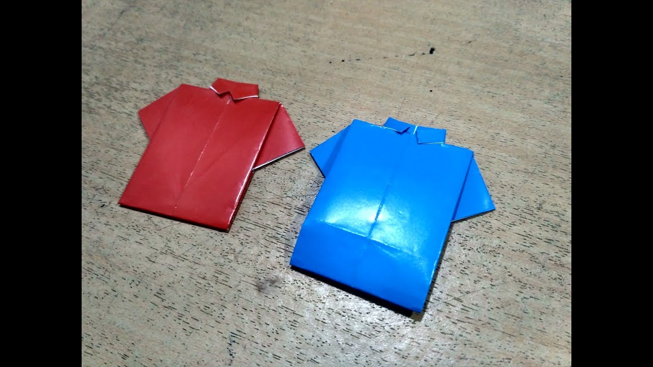 Cara membuat baju  T shirt dari  kertas  Origami Tutorial 