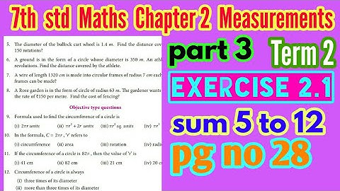 7th std Maths-Unit 2 Measurements - Exercise 2.1 Sum 5 to 12