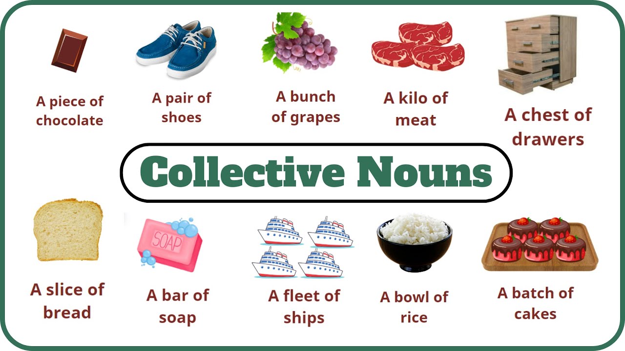 Collective Nouns for Food, Drinks and Common Things Practice English