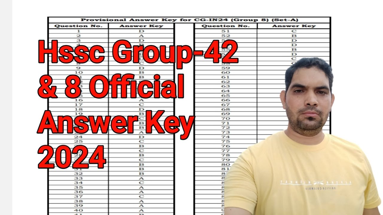 Hssc group 42 &amp; 8 official answer key 2024 / Haryana group 63 answer key/ Hssc Advt. No. 11/2024 ...