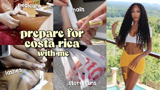 PREPARE FOR COSTA RICA WITH ME! vacay nails, lashes, shopping + packing hack