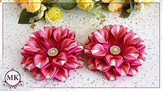 Цветы из узкой ленты шириной 1,2 и 0,6 см. МК. Канзаши.  DIY. Kanzashi. Ribbon flowers.