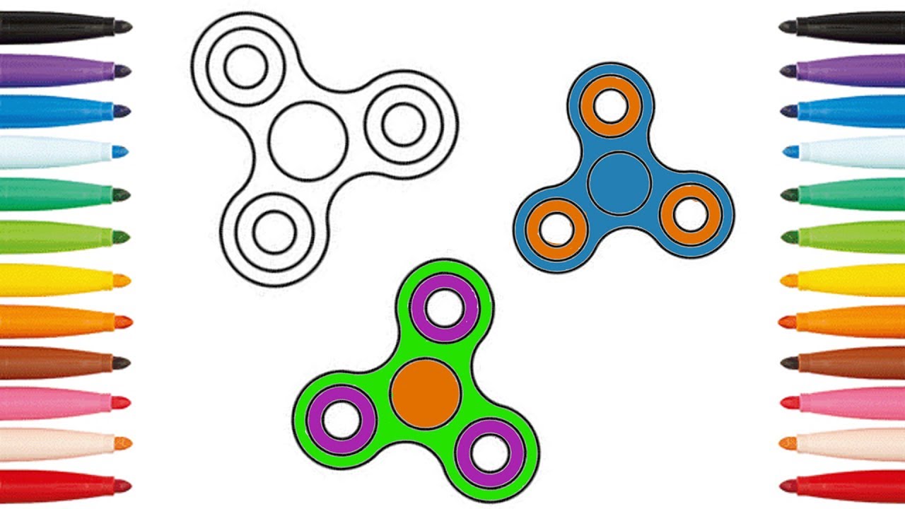 Hand Spinner coloring Pages for kids and how to draw dessin hand spinner coloriage hand spinner