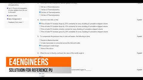 Solar Energy Engineering And Technology assignment solution week 1