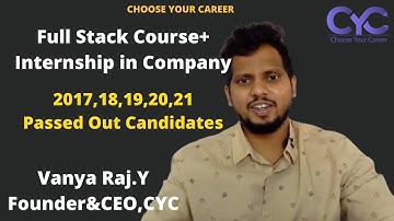 Full Stack Course+Internship in Company|full stack developer course with python|Vanya Raj |CYC