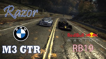 Formula 1 RB19 Red bull racing team VS Razor BMW M3 GTR - Need for speed most wanted mod