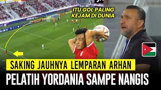 Reaksi Ngenes Pelatih Yordania Terkena Lemparan Jauh Pratama Arhan - Yordania (1) vs Indonesia (4)