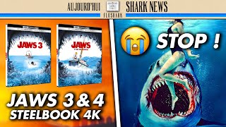 SHARK NEWS - Visuels STEELBOOK 4K de JAWS 3&4, ce REQUIN est absolument sur toutes les affiches !