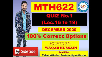 MTH622 Quiz no 1 December 2020