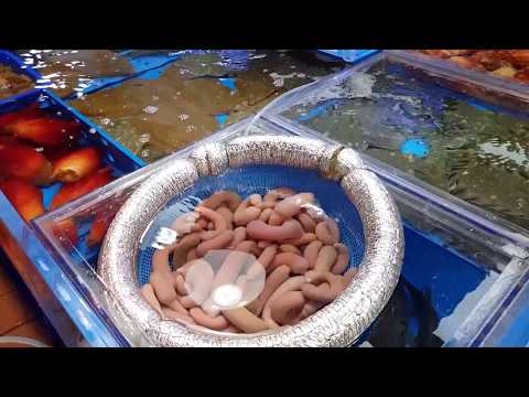 Korea street food - Drug gimbap. Gwangjang Market Seoul Korea 마약김밥
