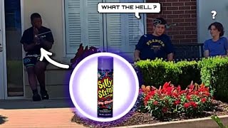 SPRAYING SILLY STRING AT STRANGERS PRANK! Ft @TheKidJy