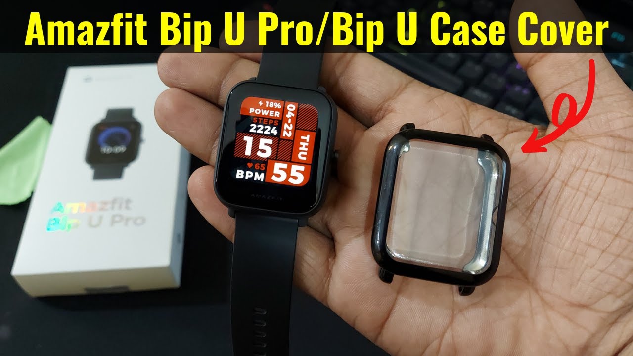 Compatible with Amazfit Bip U&Bip U Pro Case Cover, Scratch-Resistant PC  Protective Case with HD Tempered Glass Screen Protector for Amazfit Bip U