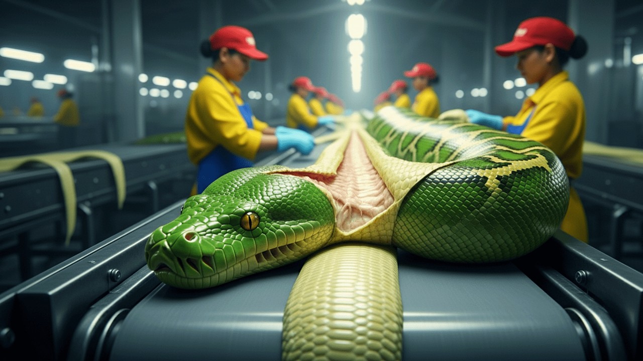 Massive Python Farm & Factory: How Thousands of Snakes are Processed ...