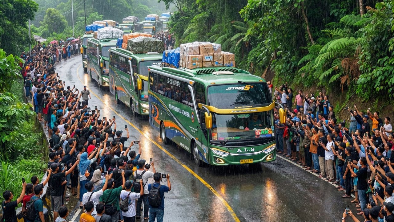 MOMEN LANGKA !!! Rekor Terbanyak Bus ALS Si Raja Paket Melintas Hari Ini di Jalur Sitinjau Lauik
