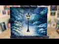 How to paint Lamppost In A Snowy Forest 💙 STEP BY STEP 🎨 Acrylic WINTER PAINTING TUTORIAL - Easy!