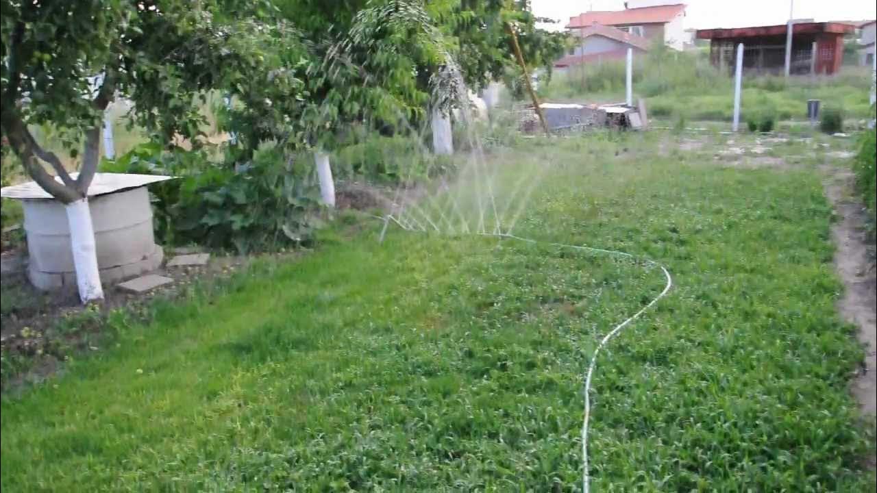 Проста система за поливане на райграс - YouTube
