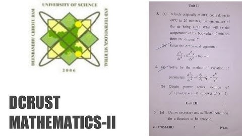 #2 DCRUST Maths solved paper | Engineering math | 2nd semester | Mathematics-2 | B.TECH | #dcrust