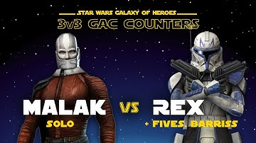3v3 - Malak solo vs Rex | SWGOH GAC Clones Counter