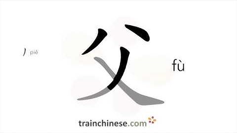 How to write 父 (fù) – father – stroke order, radical, examples and spoken audio