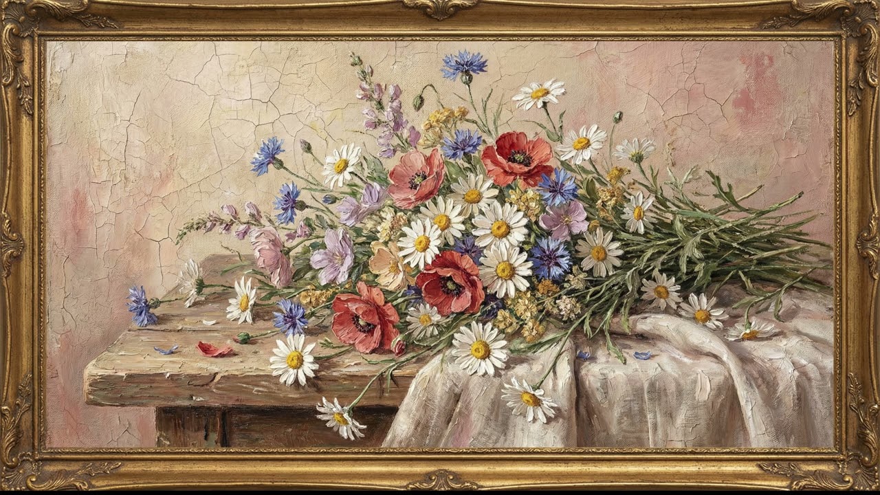 Romantic Wildflower Oil Painting Screensaver | Valentine’s Day Frame TV Art