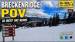 Breckenridge Skiing 4K POV | Top 10 Most Popular Trails (50 Min, Real Audio)