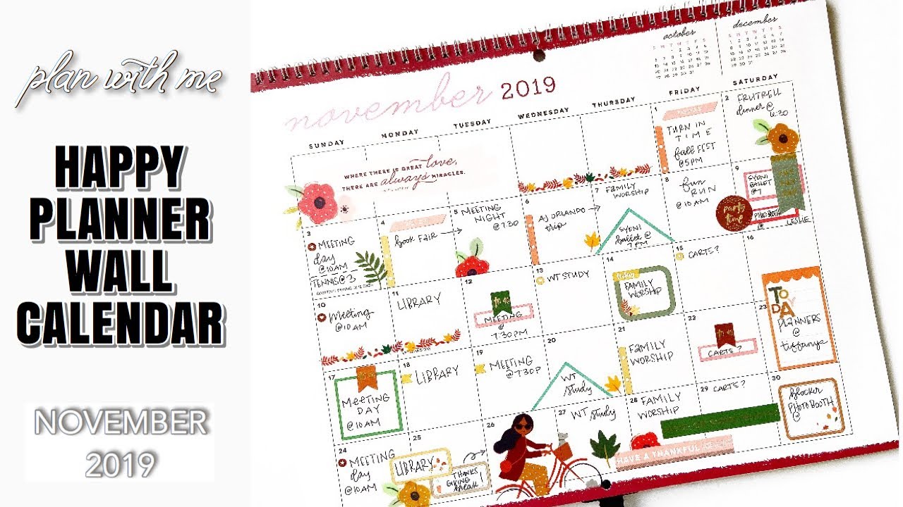 Plan With Me November 2019| Happy Planner Wall Calendar | At Home With Quita