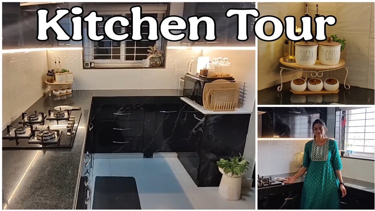నా Kitchen Tour | Hob & Chimney Details | Cabinets & Crockery Unit ఎలా Organize చేసుకున్నాను