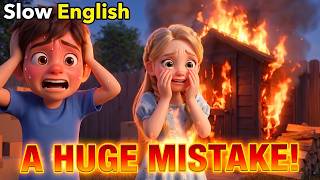 Leo & Lily Start a Huge Fire! Easy English Listening Story | Slow English Story (A1-A2 Level)
