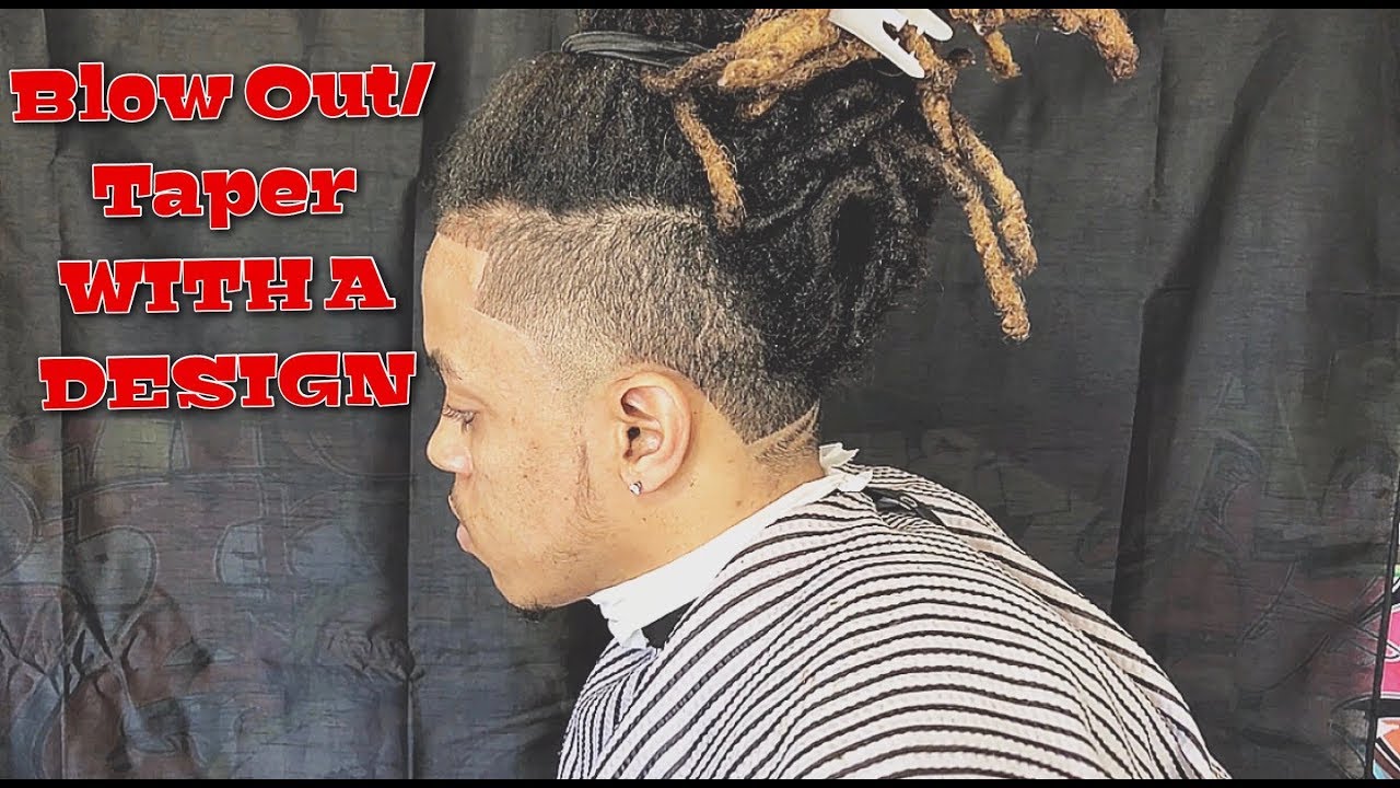 BARBER TUTORIAL: BLOW OUT/TAPER FADE !! WITH A DESIGN!! TRANSFORMATION ...