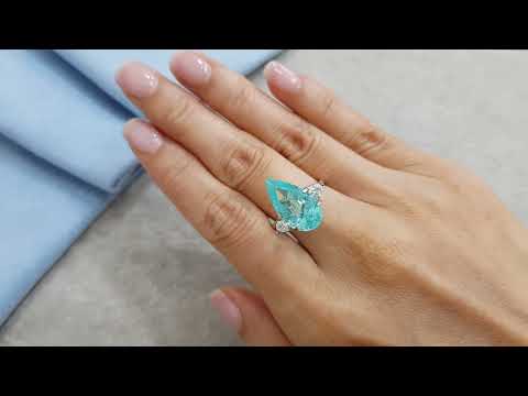 Rare neon blue tourmaline Paraiba in pear cut 5.35 ct Video  № 1