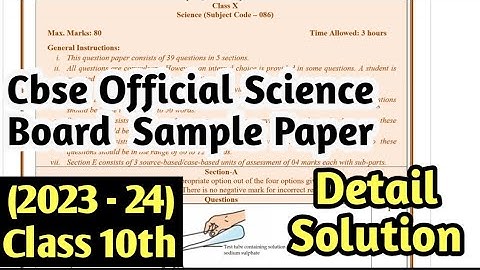 Science Official Sample Paper Solution (2023-2024) Class 10th in details cbse board science paper