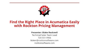 Find the Right Price in Acumatica Easily | Rockton Pricing Management