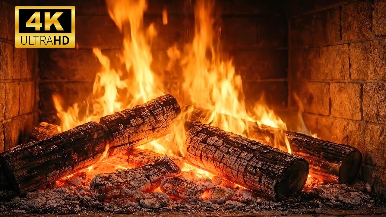 No Ads Fireplace  Burning Logs, Crackling Sounds, and the Serenity of Pure Relaxation