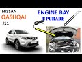 Nissan Qashqai J11: installing gas struts & LED work light under the bonnet