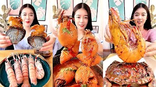 Chinese fishermen eat octopus, Boston lobster, scallops, clams, crabs, razor clams, conches