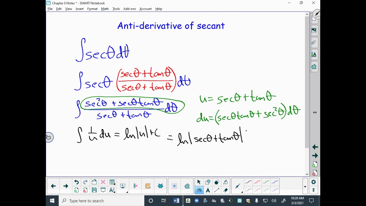 Antiderivative of secant and cosecant youtube