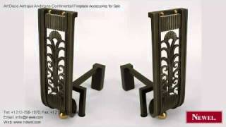 Art Deco Antique Andirons Continental Fireplace Accessories