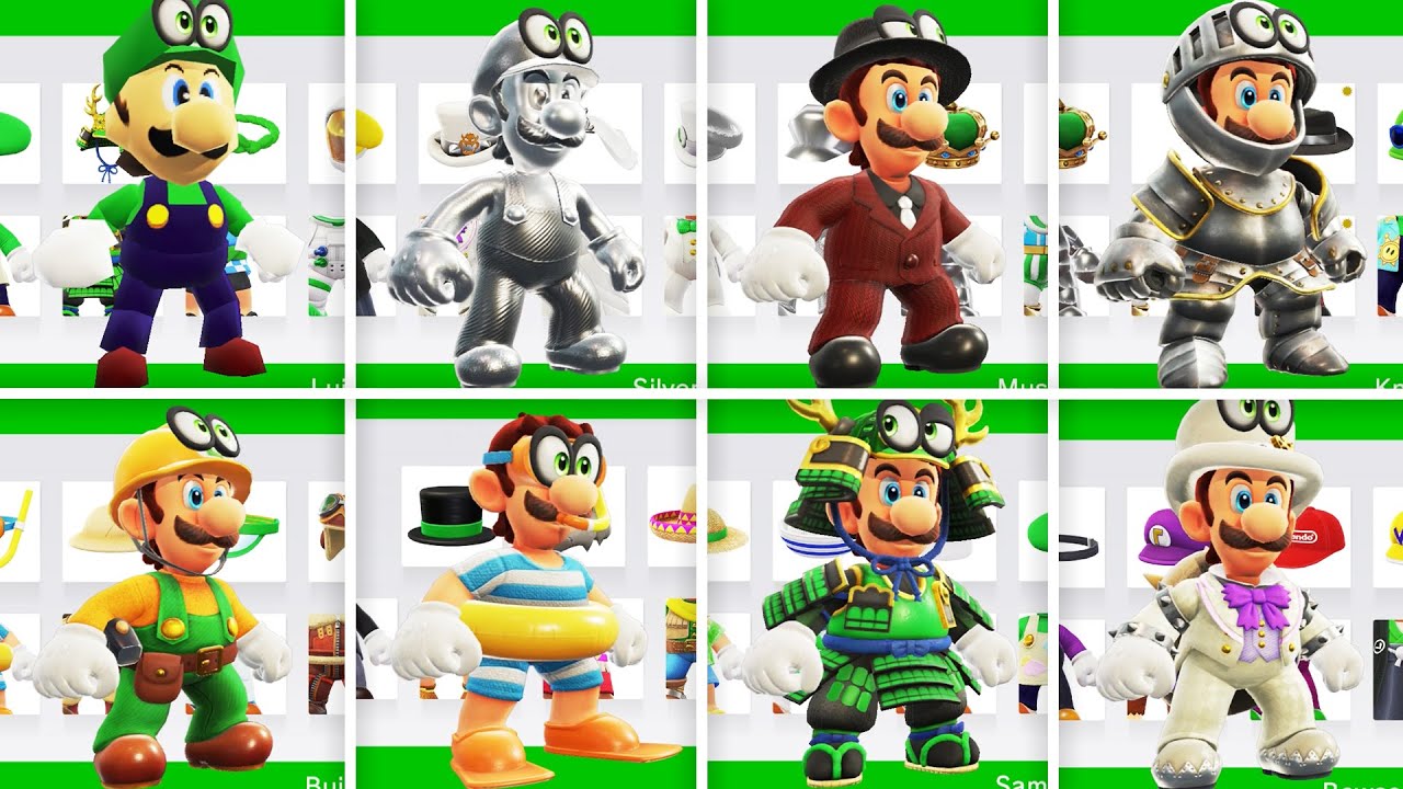 Super Luigi Odyssey All Outfits (DLC Included) YouTube