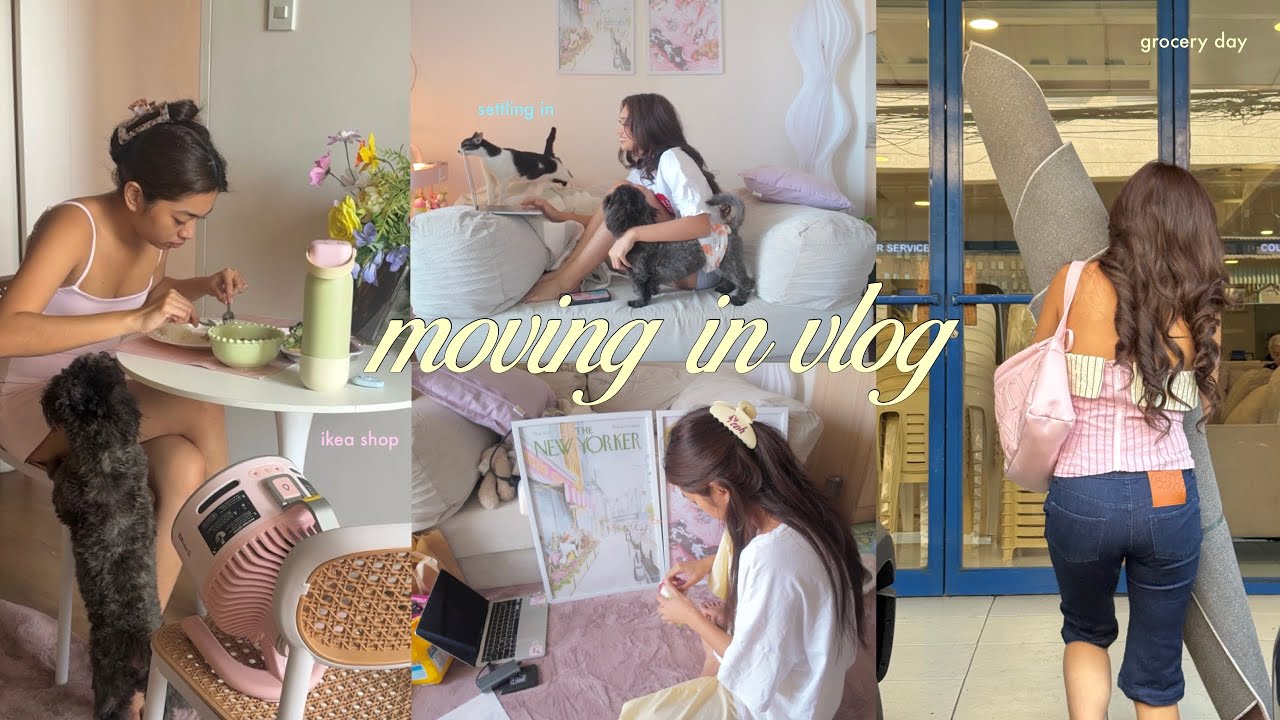 moving in vlog | ikea shopping, grocery day, settling in 📦💗
