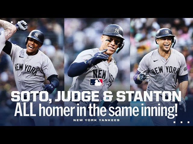 Soto, Judge, and Stanton ALL GO YARD in a wild inning for the Yankees! class=