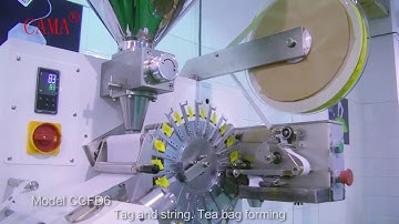 Tea bag packing machine video model CCFD6 Crimped outer bag with tea bag /string and tag