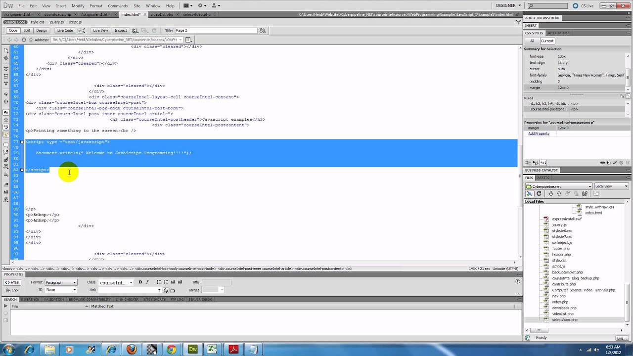 JavaScript: Alert Window - YouTube