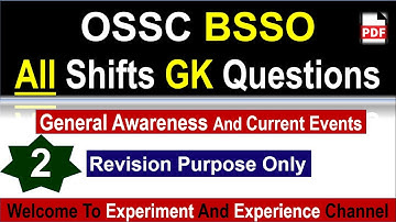 OSSC BSSO All Shifts Questions  | #ossc | #osscexam | #osscweo