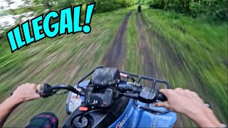 Drifting My Quad On Illegal Trails!
